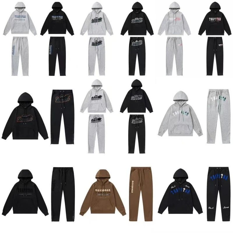 Velvet loose zipper hooded sweatshirt casual trousers set  