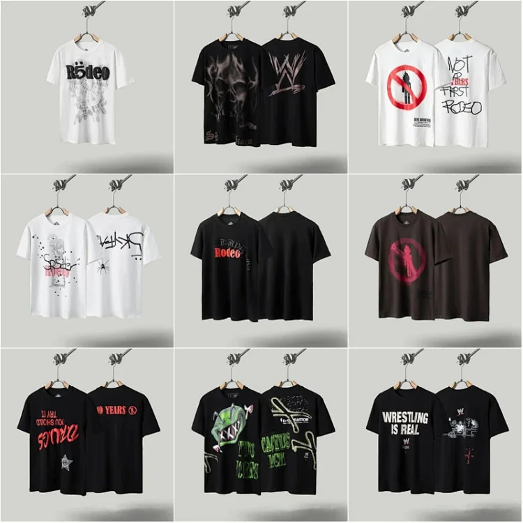 WWE Black and White Graphic T-Shirt Collection