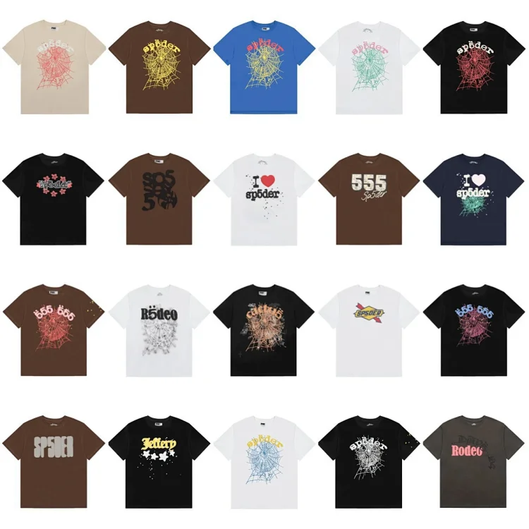 Spider Web Print T-Shirts in Various Colors and St