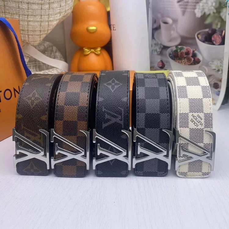 Louis Vuitton Monogram Checkered Belts with Silver